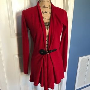 Red cardigan